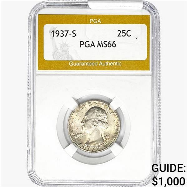 1937-S Washington Silver Quarter PGA MS66