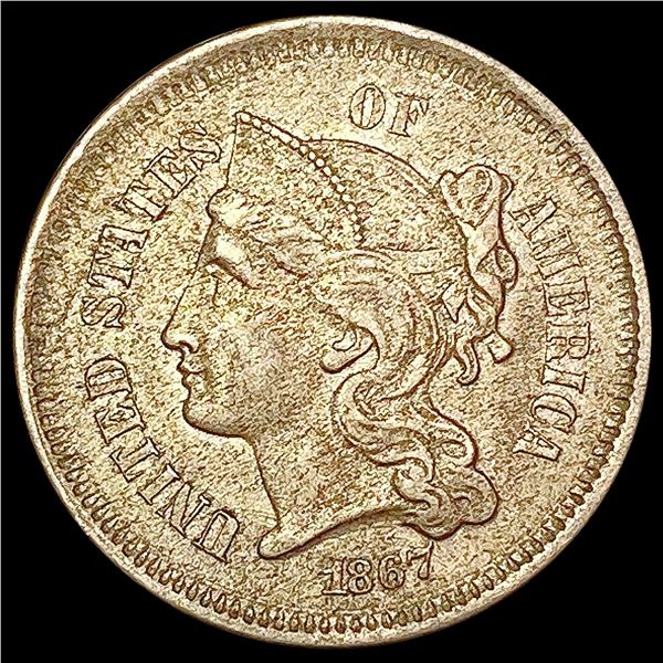 1867 Nickel Three Cent CLOSELY UNCIRCULATED