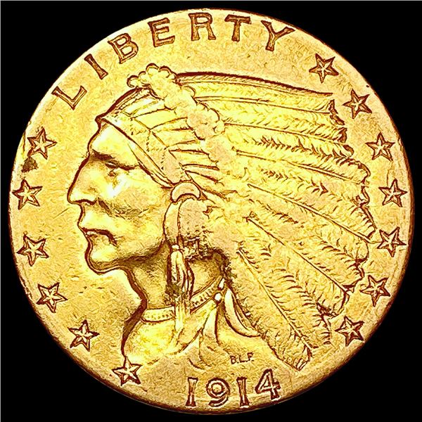 1914 D $2.50 Gold Quarter Eagle CLOSELY UNCIRCULATED