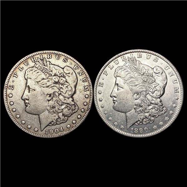 1890 & 1904 [2] Morgan Silver Dollar HIGH GRADE