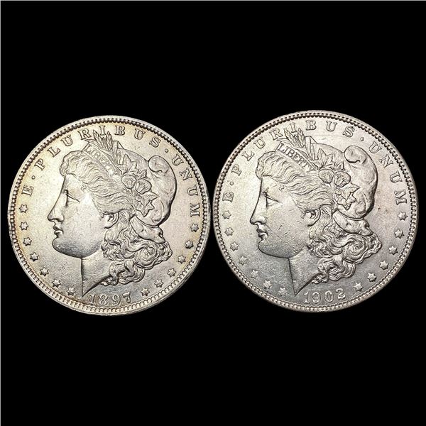 1897- O & 1902 [2] Morgan Silver Dollar HIGH GRADE