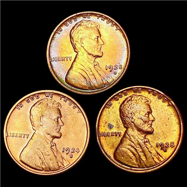 1924-S,1928-S,1925-D [3] Wheat Cent HIGH GRADE