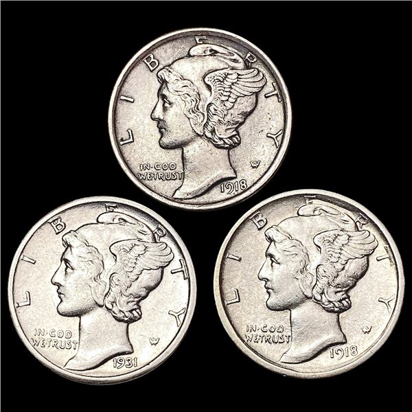 1918-1931-D [3] Mercury Dime HIGH GRADE