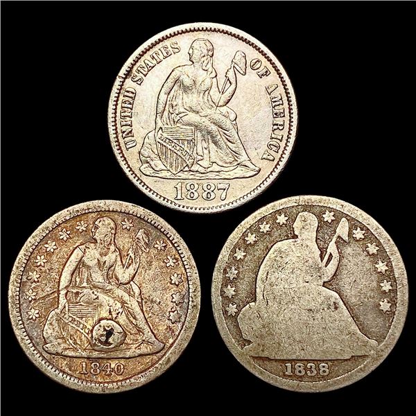 1838- 1887 [3] Seated Liberty Dime HIGH GRADE