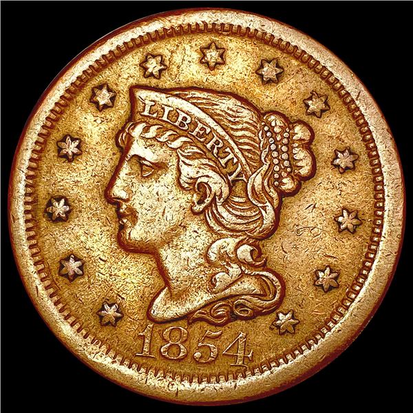 1854 Braided Hair Large Cent NEARLY UNCIRCULATED