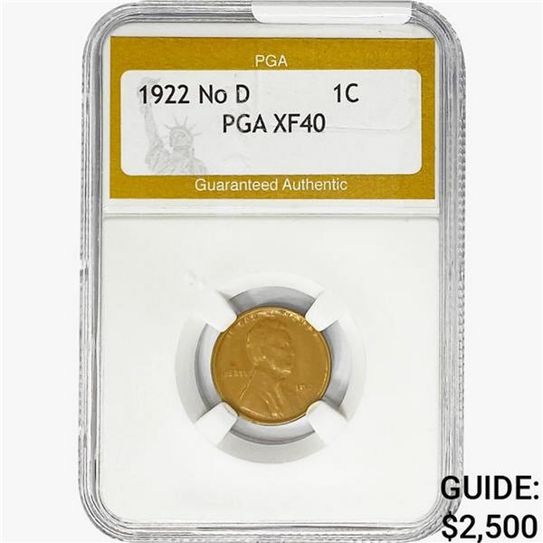 1922 No D Wheat Cent PGA XF40