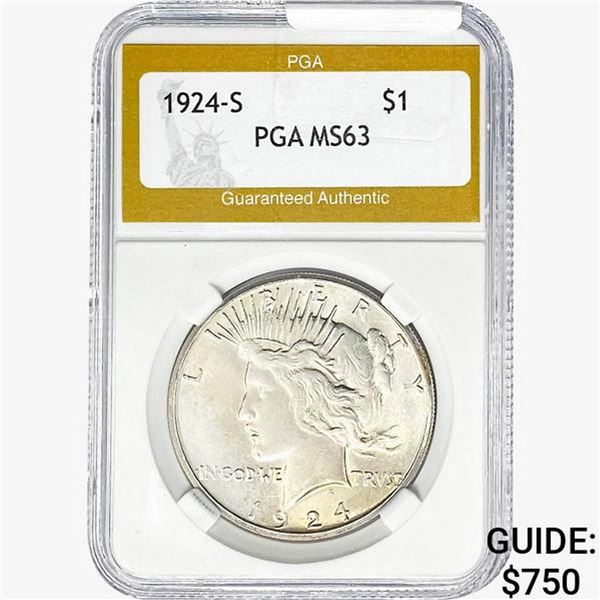 1924-S Silver Peace Dollar PGA MS63