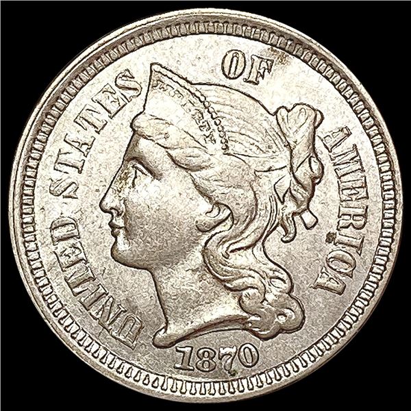 1870 Nickel Three Cent CLOSELY UNCIRCULATED