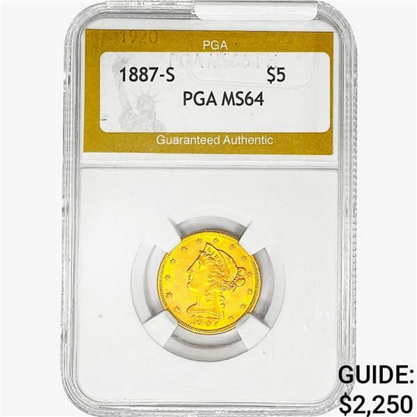 1887-S $5 Gold Half Eagle PGA MS64
