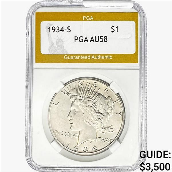 1934-S Silver Peace Dollar PGA AU58