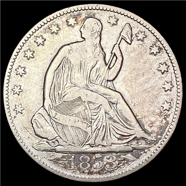 1853-O Arrows Rays Seated Liberty Half Dollar NEARLY UNCIRCULATED