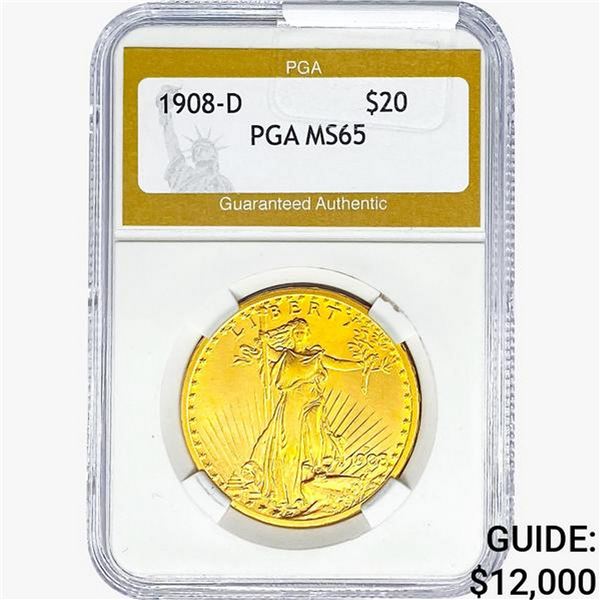 1908-D $20 Gold Double Eagle PGA MS65