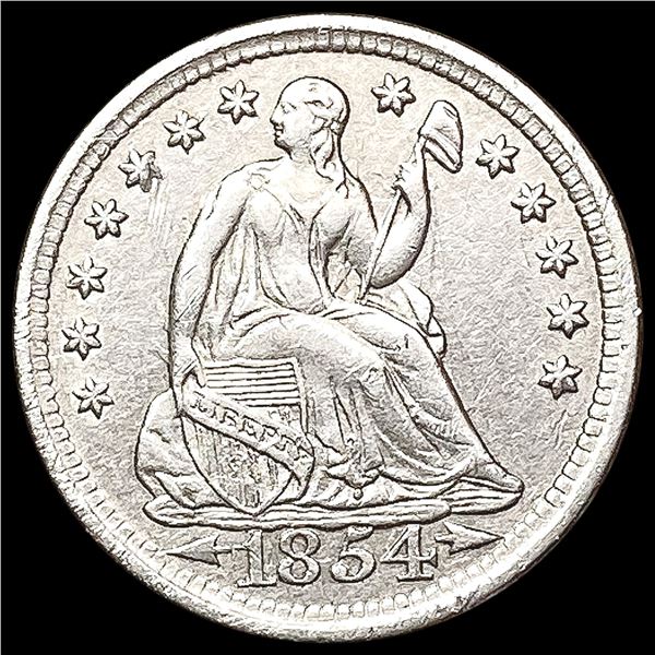 1854 Arrows Seated Liberty Half Dime CHOICE AU