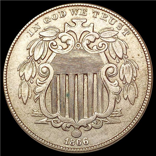 1866 Rays Shield Nickel NEARLY UNCIRCULATED