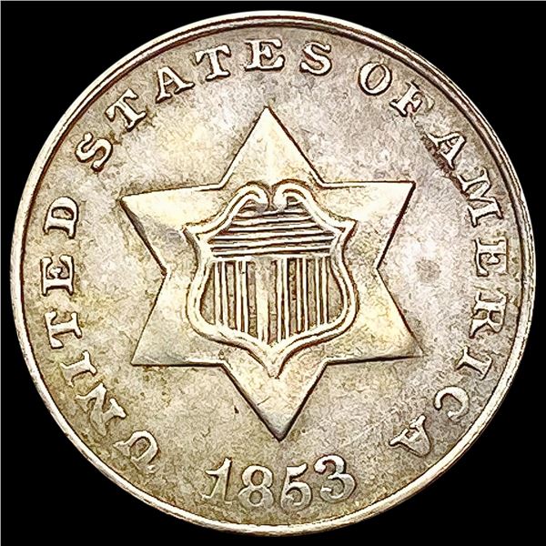 1853 Silver Three Cent NEARLY UNCIRCULATED