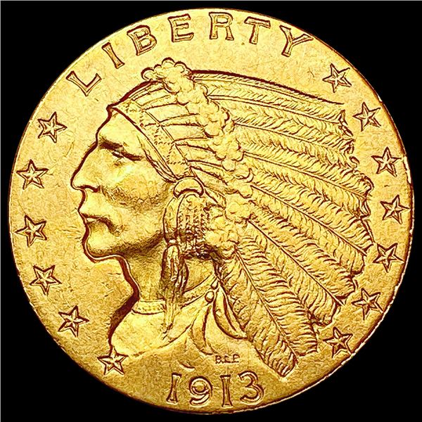1913 $2.50 Gold Quarter Eagle CLOSELY UNCIRCULATED