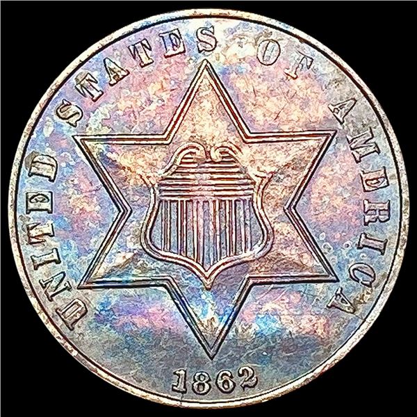 1862 Silver Three Cent UNCIRCULATED