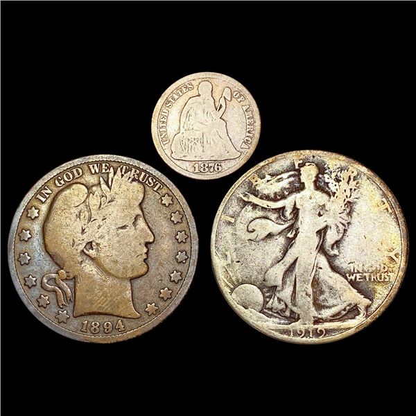 1876-1919 Varied US Coinage Lot [3 Coins] NICELY CIRCULATED