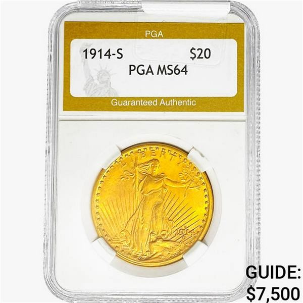 1914-S $20 Gold Double Eagle PGA MS64