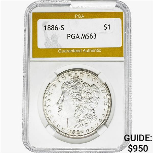 1886-S Morgan Silver Dollar PGA MS63