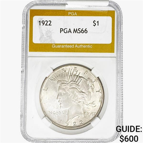 1922 Silver Peace Dollar PGA MS66