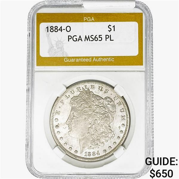 1884-O Morgan Silver Dollar PGA MS65 PL