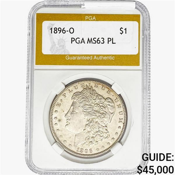 1896-O Morgan Silver Dollar PGA MS63 PL