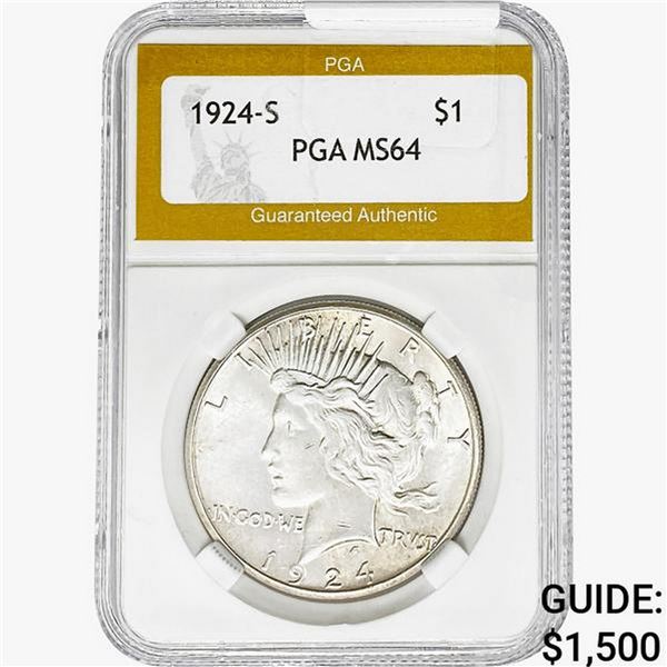 1924-S Silver Peace Dollar PGA MS64