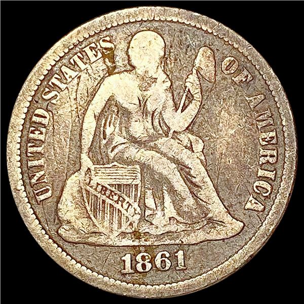 1861 Seated Liberty Dime NICELY CIRCULATED