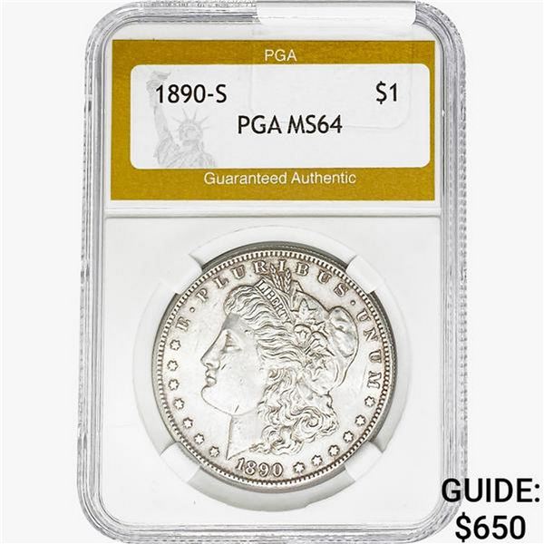 1890-S Morgan Silver Dollar PGA MS64