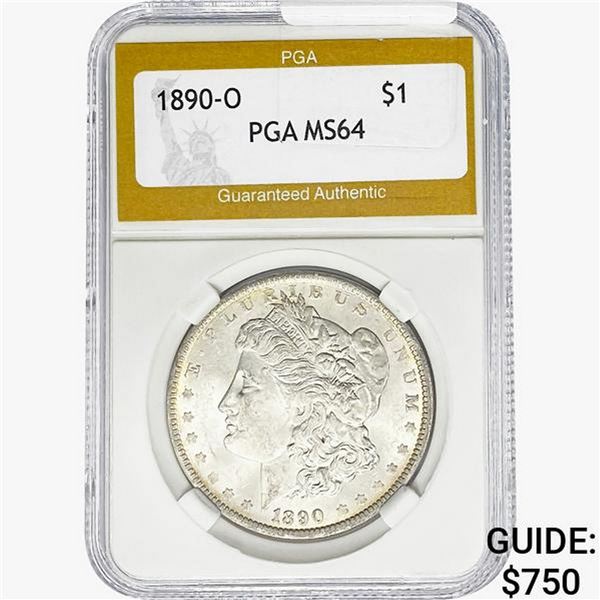 1890-O Morgan Silver Dollar PGA MS64