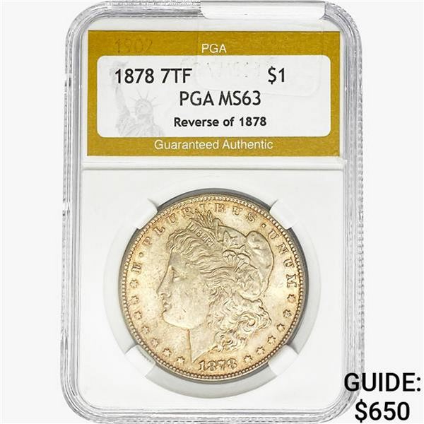 1878 REV78 Morgan Silver Dollar PGA MS63