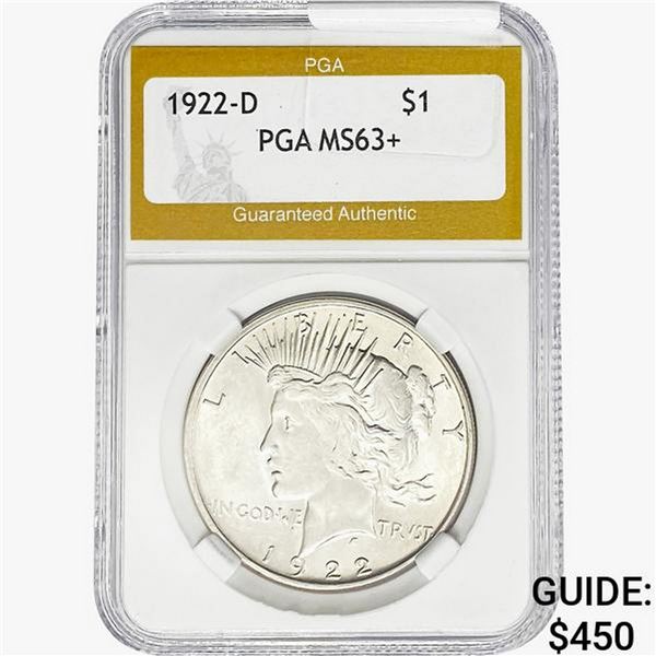 1922-D Silver Peace Dollar PGA MS63+