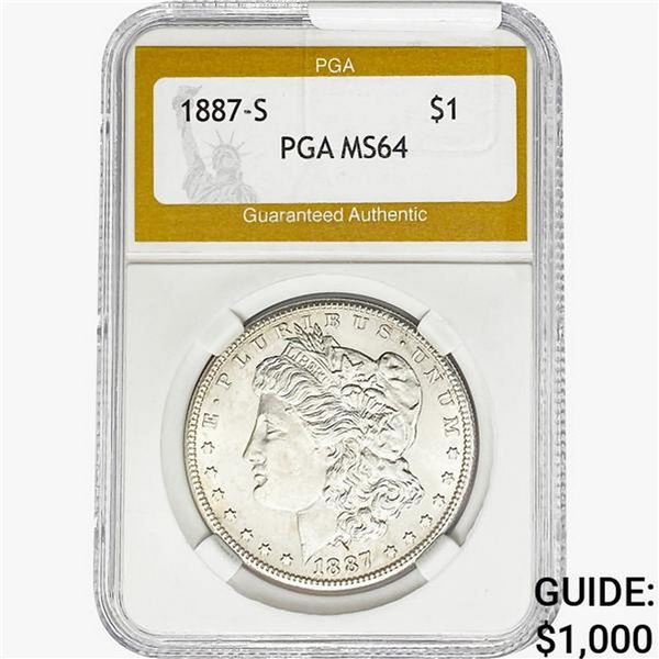 1887-S Morgan Silver Dollar PGA MS64