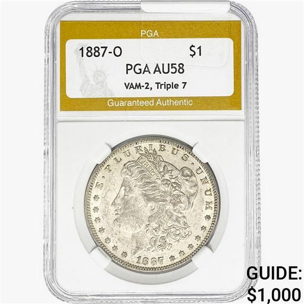 1887-O Morgan Silver Dollar PGA AU58 VAM-2 Triple 7