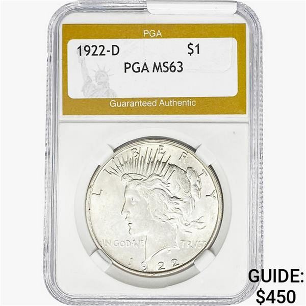 1922-D Silver Peace Dollar PGA MS63