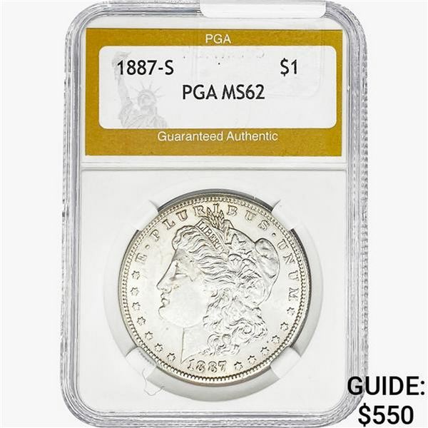 1887-S Morgan Silver Dollar PGA MS62