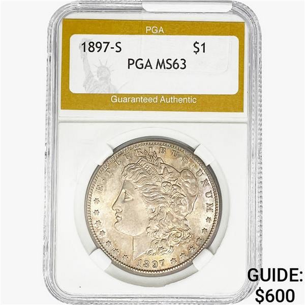 1897-S Morgan Silver Dollar PGA MS63