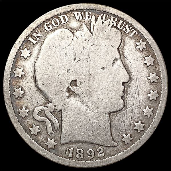 1892 Barber Half Dollar NICELY CIRCULATED