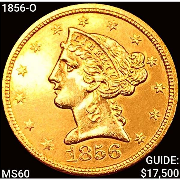 1856-O $5 Gold Half Eagle UNCIRCULATED