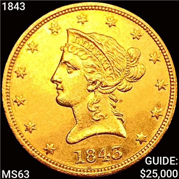 1843 $10 Gold Eagle CHOICE BU