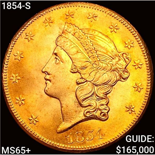1854-S $20 Gold Double Eagle GEM BU +