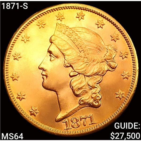 1871-S $20 Gold Double Eagle CHOICE BU