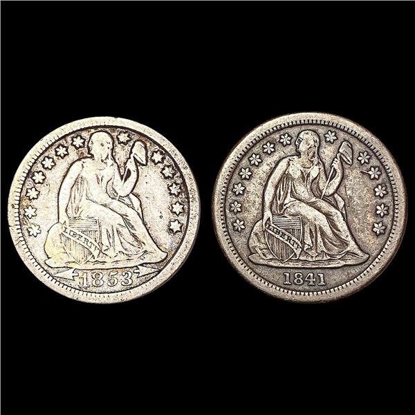 1841-1853 [2] Seated Liberty Dime NICELY CIRCULATED