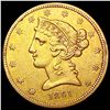 Image 1 : 1861 $5 Gold Half Eagle CLOSELY UNCIRCULATED