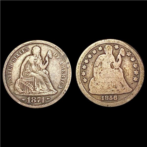 1856-1871 [2] Seated Liberty Dime NICELY CIRCULATED