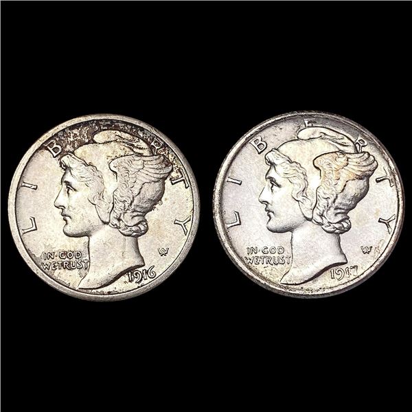 1916-1917 [2] Mercury Dime HIGH GRADE