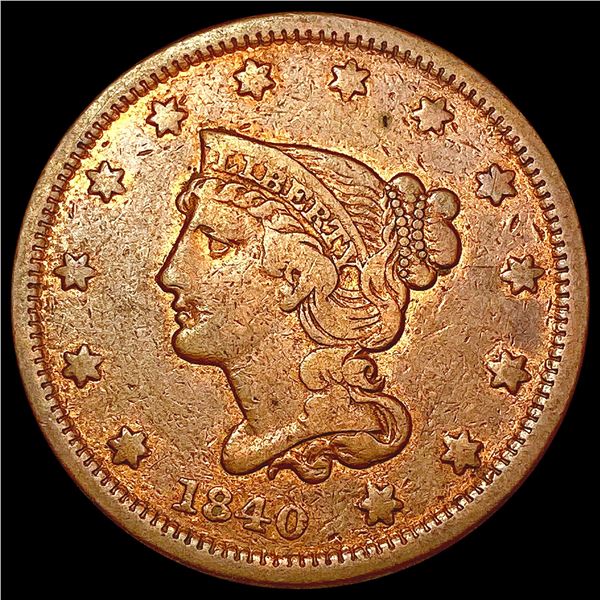 1840 Braided Hair Large Cent LIGHTLY CIRCULATED