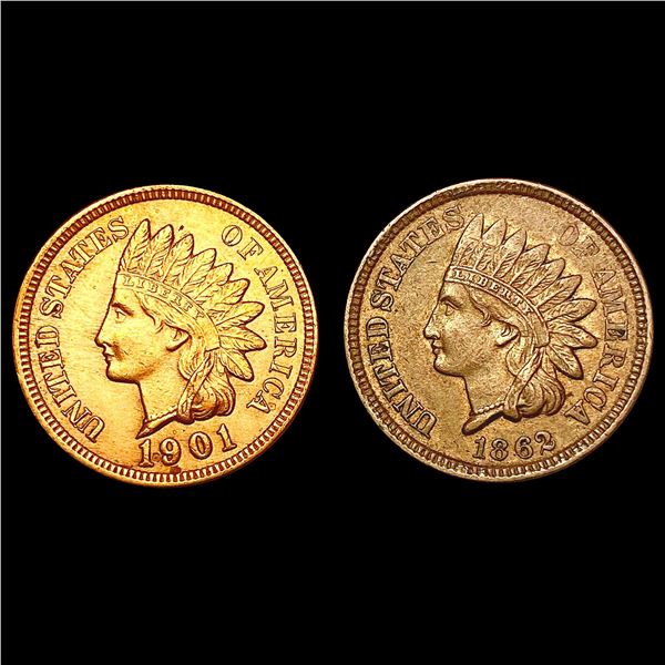 1862-1901 [2] Indian Head Cent HIGH GRADE