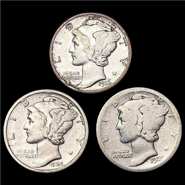 1916-1924 [3] Mercury Dime HIGH GRADE